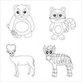 Animal coloring pages. Vector outline. Coloring book for adult and children.